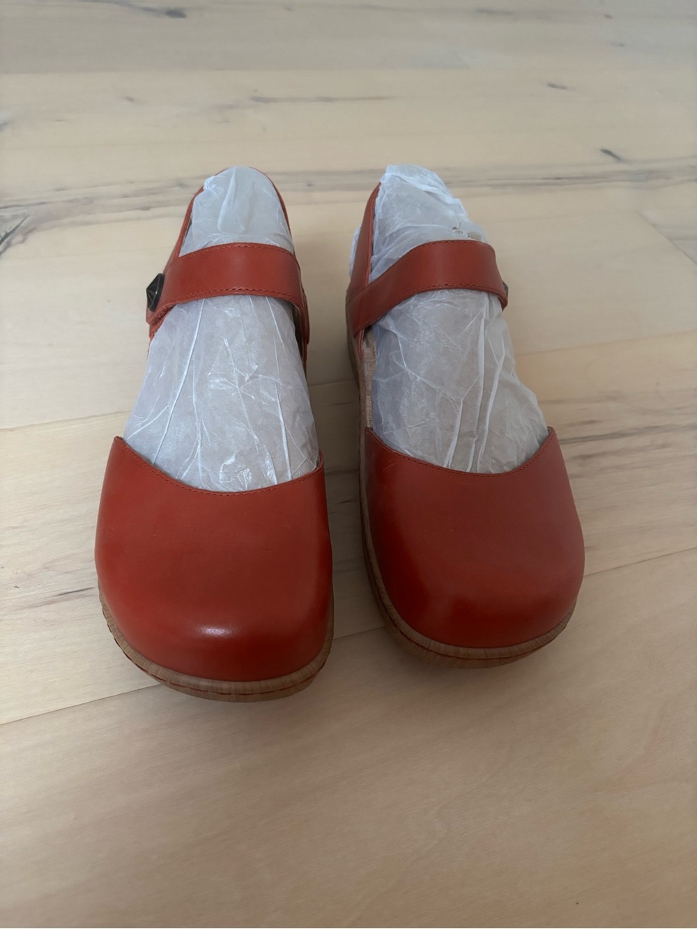 Alegria Red Leather Adjustable Comfort Opal Clog Slingback Wedge Sandals - Picture 15 of 16
